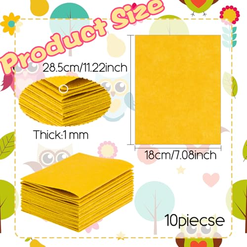 10Pcs Felt Sheets Fabric, 7" x 11" Soft Felt Squares for Craft, 1mm(Yellow) - color: Yellow