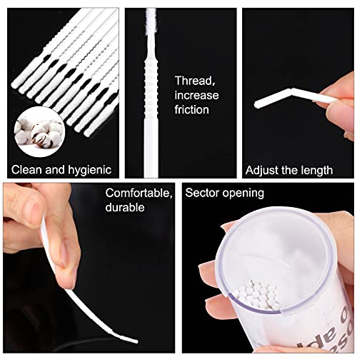 Dming 200 Pieces Disposable Micro Brush Applicator Microswabs for Eyelash Extension Removing Tools, Mini Cotton Swab Brushes for Makeup and Personal Care (White) - color: white