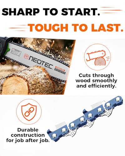 NEO-TEC Chainsaw Chain 12 Inch 3/8" LP Pitch .043" Gauge 45 Drive Links Fits 20V DCCS620, Milwaukee M18 FUEL, Kobalt 1224, WG350/ 380, LCS1240-DWO1DT612, R45 (3 Chains)-Semi Chisel - size: 12" 3/8"LP .043" 45DL *3Pcs