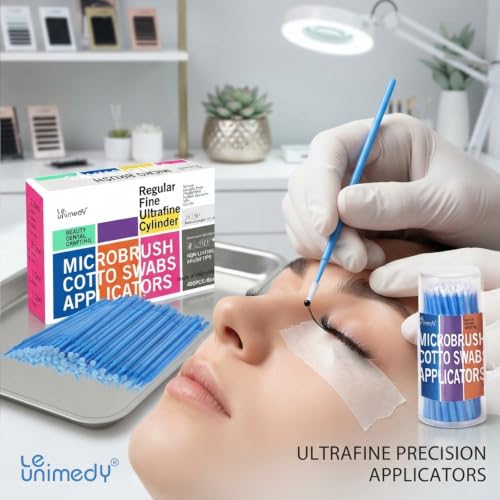 LE UNIMEDY 400PCS/Box Cotton Swabs, Disposable Micro Applicators Brush, Cosmetic Brush, Micro Swabs, Microswabs 1.0mm Black - size: 1.0mm, Black