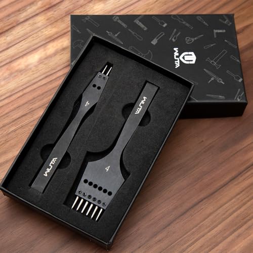 WUTA Removable Circle Leather Hole Punch Lacing Stitching Professional Working Hand Tool Kit Round Hole Puncher Craft Chisel Cutting Punches Kits 2nd Generation 5mm-(2+6) - size: 2G 5mm-(2+6)