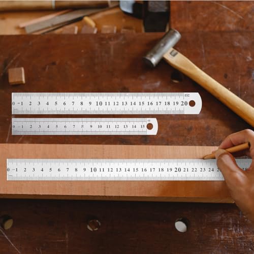 Angoily Yard Stick, 3 Pcs Ruler Metal Meter Stick Machinist Tools