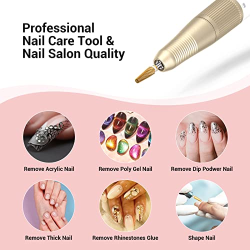 MelodySusie Upgrade 5 in 1 Nail Drill Bits, 3/32'' Carbide Tungsten Multi-function Mixed Sizes Edition, Suitable for Manicure Pedicure Cuticle Gel Polishing, Professional Advanced Bits, Series Bit X - color: Gold, size: XC+M+3XF-5 in 1 pro