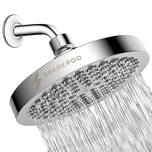 SparkPod Rain Shower Head, 6 Inch Round, Luxury Polished Chrome Finish - color: Chrome (Polished), style: 6 Inch Round