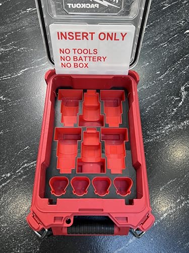 M12 Battery Organizer - 3D Printed Liner for Milwaukee 48-22-8435 Packout Tool Box - Precision Built Insert for Packout Organizers (NO BATTERIES OR BOX INCLUDED)
