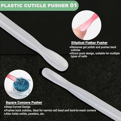 2Pcs Plastic Cuticle Pusher, Dual-end Dead Skin Nail Pusher, Gentle Plastic Pusher, Gel Polish Remover Tool, Manicure and Pedicure Tool, White - color: White