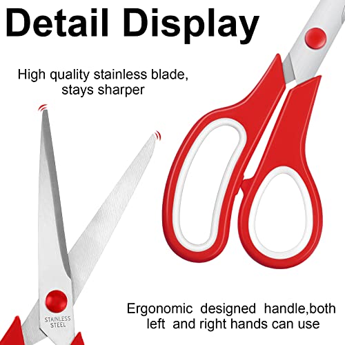 60 Pcs Scissors Bulk 8" School Fabric Scissors Comfortable Grip Handle for Office Home School Sewing Craft Fabric Supplies with Soft Handle Right/Left Handed