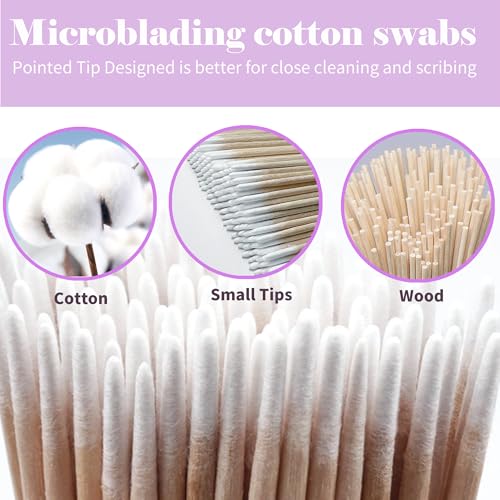 200PCS Pointed Cotton Swabs - Precision Tip Cotton Swabs - 4 Inch Microblading Cotton Swabs - Microblading Cotton Buds for Eyebrow Eyelash Extensions, Makeup, Nails, Tattoo Permanent Supplies, Craft - size: 200 PCS-Pointed