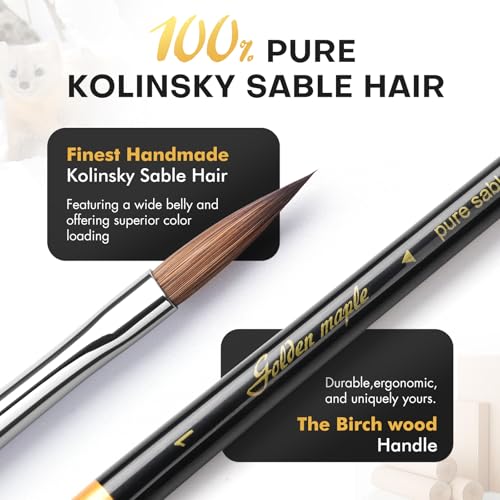 Golden Maple Kolinsky Sable Miniature Paint Brushes Arrow Point - size: BG32 Arrow Point
