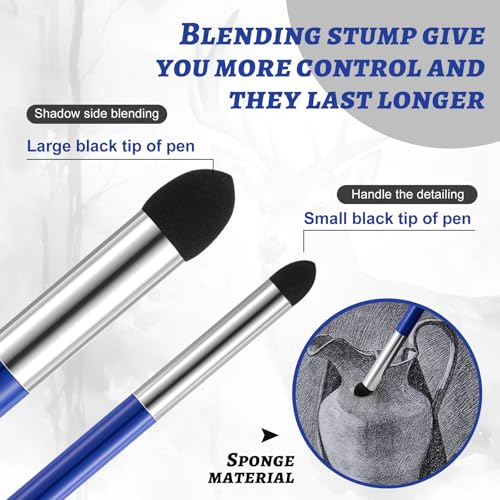 Kosiz Blending Sponge Pen Dual Tip Oil Pastels Blender, Blue, 6 Pcs - color: Blue