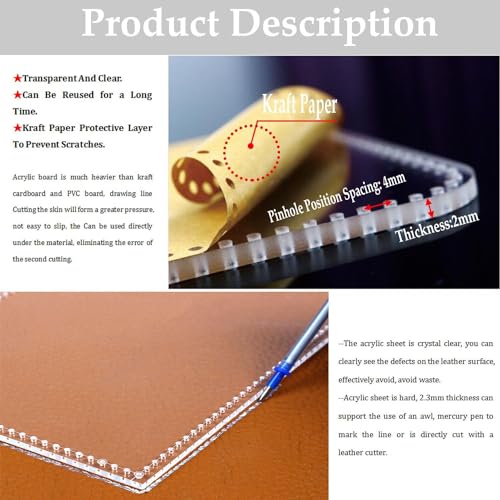 RIVEENY Shoulder Bag Handbag Acrylic Template Leather Pattern Acrylic Leather Pattern Leather Templates for Women's Shoulder Bags, transparent