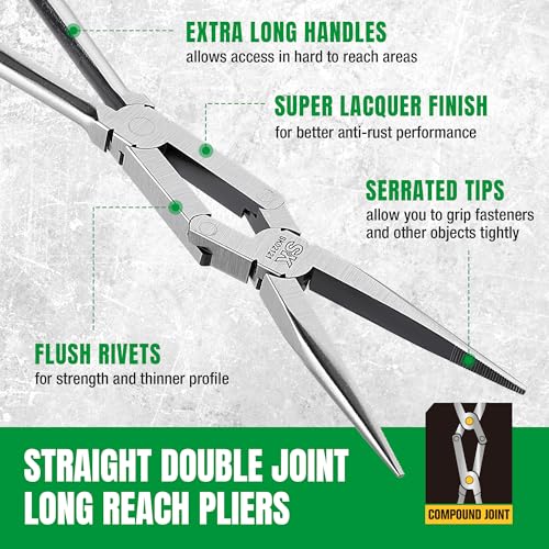 SK 13'' Long Needle Nose Pliers, Double Compound Straight Long Nose Pliers - size: 1PC- Straight