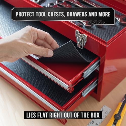 Precision Defined Tool Box Liner 10 ft x 24" Black Non Slip Mat Shelf Liner - size: 10 ft x 24"