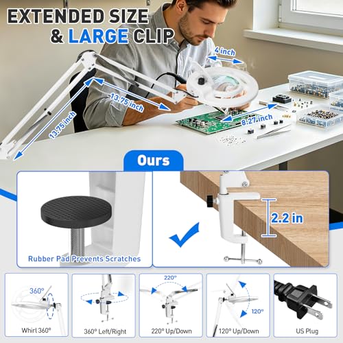 KIRKAS Magnifying Glass with Light, 2,200 Lumens Magnifying Lamp 12X - color: White 28in