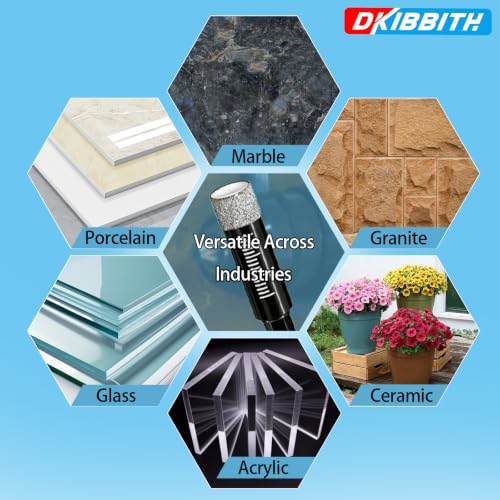 DKIBBITH 7 Pack Dry Diamond Drill Bits & Tile Drill Bits Set for Ceramic, Porcelain, Marble, Granite, Stone, Glass - Round Shank 3/16", 1/4"(x2), 5/16", 3/8", 1/2"+1 Pack Drill Bit 1/4" - size: 7 Pcs Diamond Drill Bit