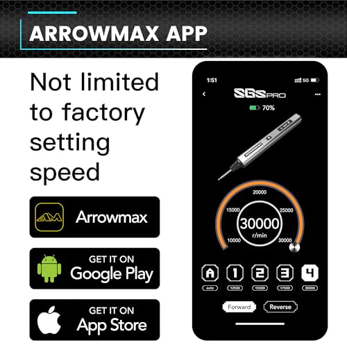 AM ARROWMAX Smart Engraving Pen, HollowCup Motor, 42 Bits with Aluminum Case, OLED, Magnetic Charge, Mini Electric Engraving Tool for Metal, Wood, Glass and Plastic (SGS PRO) - color: Grey, size: SGS PRO