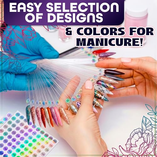 200 Pcs Nail Swatch Sticks Stiletto with 4 Metal Rings & Numbering Stickers - color: 200 Pcs Clear Acrylic Nail Swatch Sticks Stiletto