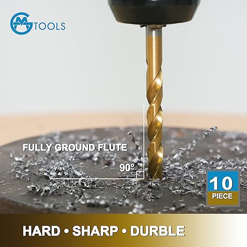 GMTOOLS 10 Pcs 1/8" Titanium Coated Twist Hex Shank Drill Bit Set, 135 Degree Tip HSS Impact Drill Bit Set with Storage Case for Metal, Aluminum, Steel, Wood, Plastic, Quick Change Design - style: 1/8"-10PCS