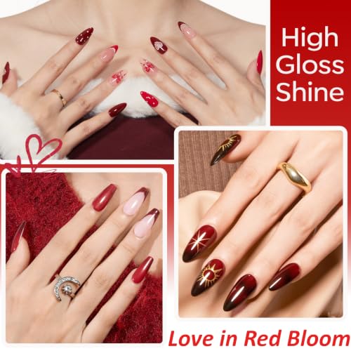 modelones Red Cat Eye Gel Nail Polish Set 6 Colors Hema Free Burgundy - color: A A4 Classic Red