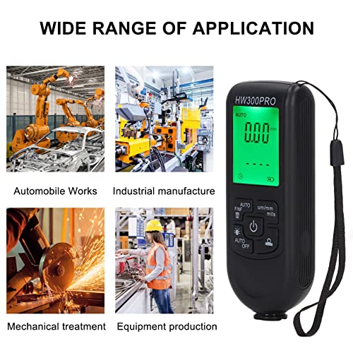 2024 Paint Thickness, Digital Coating Paint Depth with Portable Rope, Paint Thickness Meter Automatic Shutdown Function Paint Coating Meter for Outdoor (Black) - color: Black