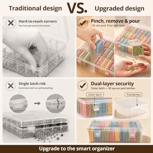2-Pack Clear Plastic Bead Organizer Box 8.8x6.7x2.4