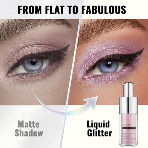 Cherry Pink Brown Shimmer Liquid Metallic Eyeshadow, Everyday Cool Toned Eye Shadow Makeup for Older Women, Multi-Dimensional Finish For Green Blue Eyes, Mini Travel Size, Vegan & Cruelty-Free 09# - color: J-#09