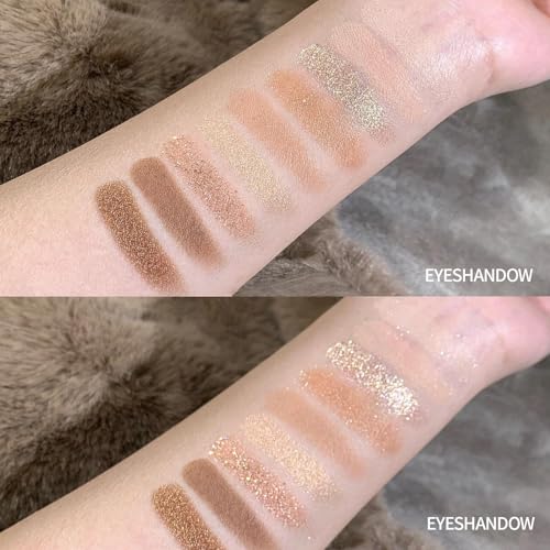 Nude Beige Matte Eyeshadow Palette Makeup, Silver Glitter Eye Shadow Palette Makeup, Highly Pigmented Eye Shadows For Older Women Eyes Naturing-Looking, Long Lasting Waterproof 04# - color: G-#04
