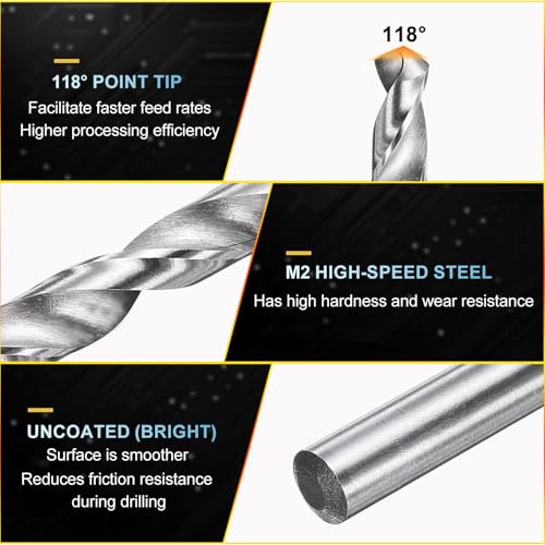 PATIKIL #28 Drill Bit Micro M2 High-Speed Steel 118° for Metal 12 Pack - size: #28 (3.569mm)