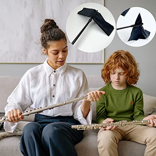 Flute Cleaning Kit Flute Cleaning Rod with 4pcs Flute Cleaning Cloth Flute Cleaning Swabs Flute Polishing Cloth Flute Stick Flute Cleaner Flute Cleaning Tools for Flute maintenance tools, black - color: Rod with 4pcs Flute Cleaning Cloth
