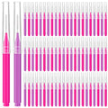 Lallisa 100 Pieces Micro Eyebrow Spoolie Brush with Cap, Pink, Purple - color: Pink, Purple