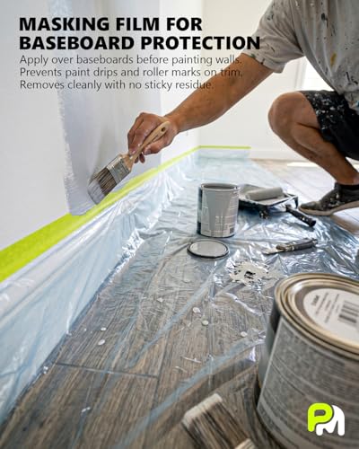 Pre-taped Automotive Masking Film for Painting - 22" x 66', 6 Rolls - size: 6 Rolls of 22" x 66'