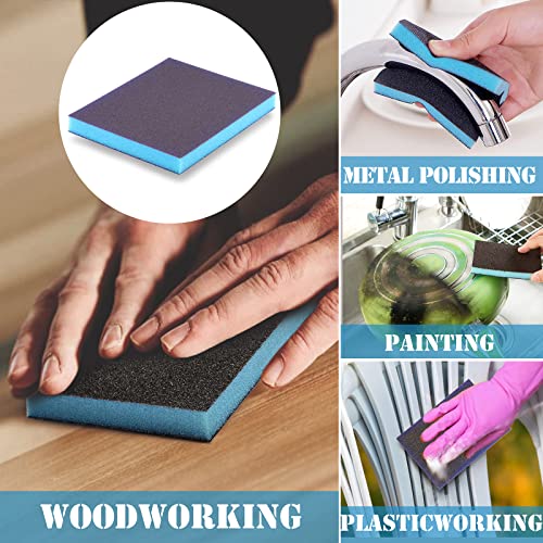4Pcs 100 Grit Sanding Sponge, Jamiikury Medium Sanding Blocks Washable and Reusable, Wet Dry Sandpaper Sponge for Wood Metal Furniture Paint and Drywall - size: 100 Grits
