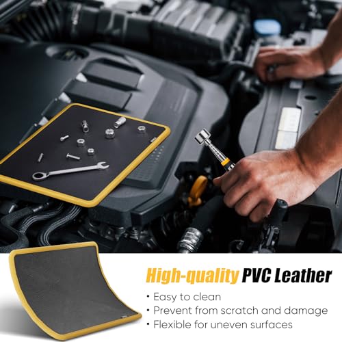 SHALL Magnetic Tool Parts Mat and Telescoping Magnetic Pickup Tool, Flexible Magnetic Tool Holder Pad W/ 83 Built-In-Magnets & 25LBS Pull Force Extendable Magnet Hold Mechanic Wrenches Screws Bolts - size: 1PC Magnetic Mat with Pickup Tool