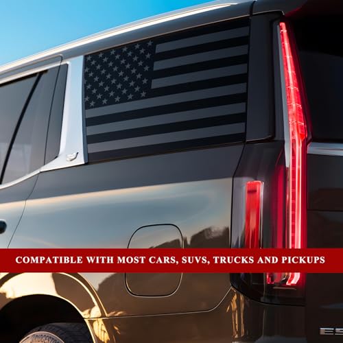 2 PCS Rear Window American Flag Decals, Waterproof Tactical USA Flag Side Window Vinyl Stickers, Universal Patriotic Flags Decals Stars Stripes Decor for SUV Truck Pickup