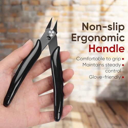 5 Inch Flush Cutters, 2 Pack Micro Wire Cutters, Zip Tie Cutter - color: Black ( 2 Pack )