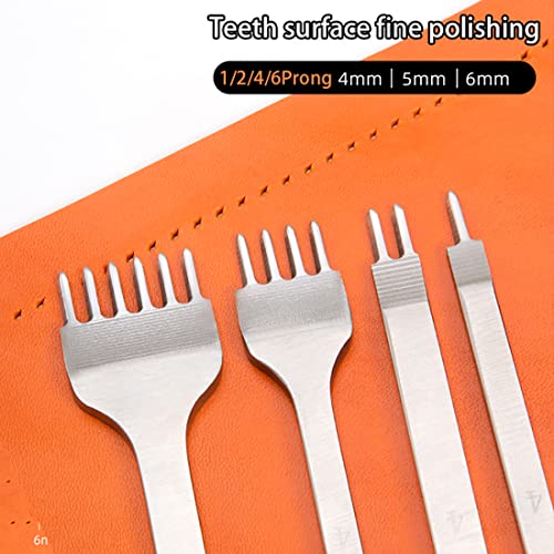 WUTA Leather Hole Punch Tool Pricking Iron Hole Puncher 5mm 1/2/4/6 Prong Tooth Lacing Diamond Stitching Chisel Set for DIY Leather Craft Kits (Silver) - color: Silver, size: 1nd 5mm 1/2/4/6