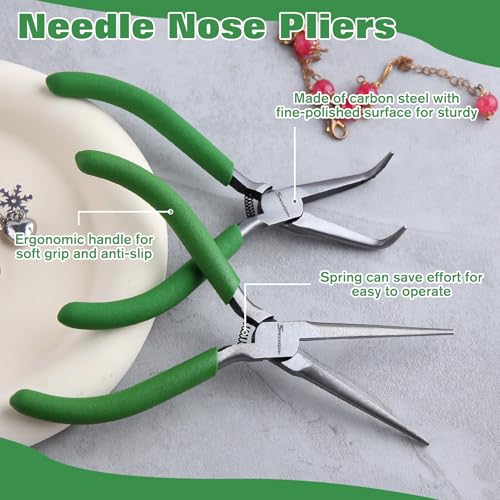 SPEEDWOX 2PCS Mini Bent & Straight Nose Pliers Set, 5-Inch for Jewelry, DIY - style: 2 x needle nose pliers