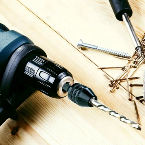 2 Pack Keyless Drill Chuck Adapter 1/4 Hex Shank for Impact Driver, Dremel, Hand Drill - Universal Drill Chuck with Magnetic & Hammer Drill Features, Black Sizes 0.3-6.5mm & Silver Sizes 0.3-3.4mm