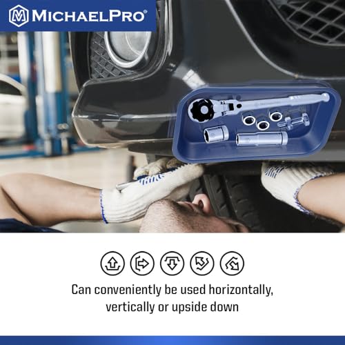 MichaelPro Magnetic Tray for Screws, Nuts, Bolts and Metal Parts, Magnectic Tool Holder for Mechanics with Strong Magnets for Secure Mounting, Stainless Steel Tool Tray with Anti-Scratch Rubber Base