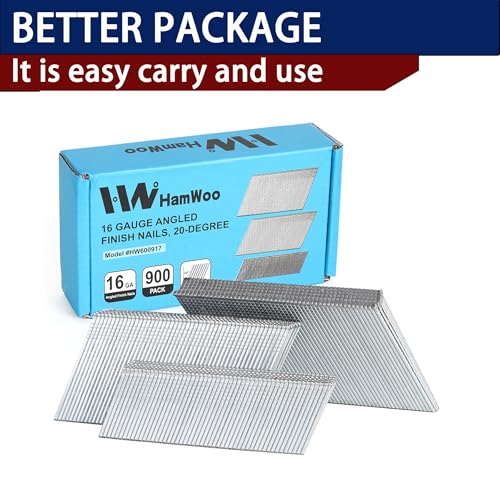 HW HAMWOO 16 Gauge 20°Finish Nails,2-1/2",2",1-1/4":900pcs - size: Assembly--900pcs