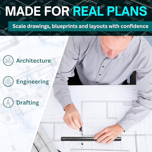 Architectural Scale Ruler and Engineering Scale Ruler Set, 12-Inch, 3-Piece - color: Black Architect / Black Engineer