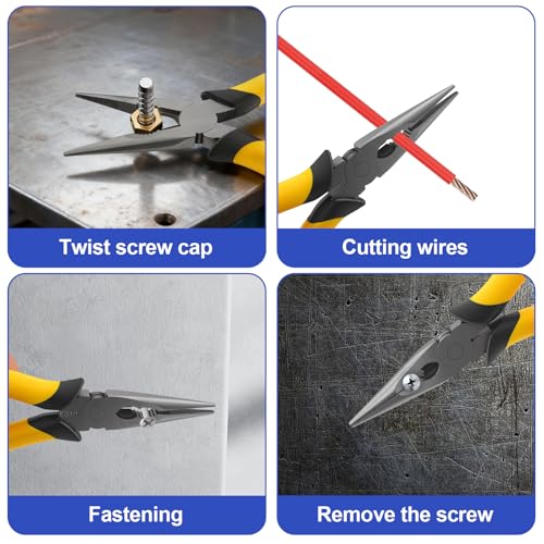 8-Inch Premium Needle Nose Pliers, Wiojided HCS Precision Long Nose Pliers