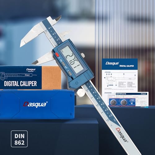 Dasqua 6" Digital Caliper Stainless Steel - IP54 Rated with Large Screen, in/mm/Fraction Conversion. High Precision ±0.001" Accuracy, Includes Protective Case - size: 0-6"