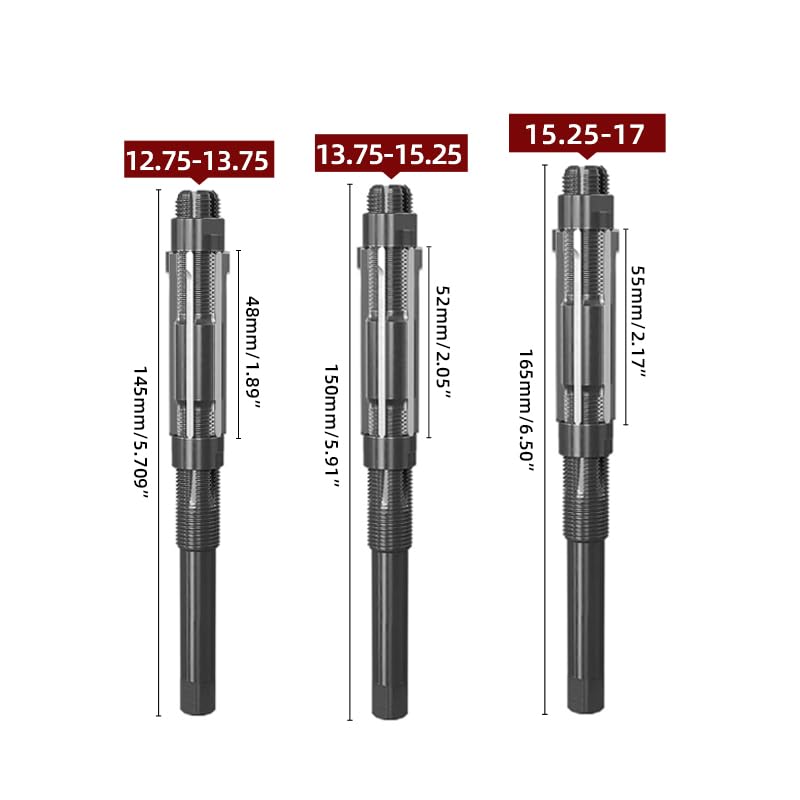 Adjustable Hand Reamer Hardened HSS Twist Grip Adjustable reaming Straight Shank Adjustable Floating Reamer DRINYOUNG (3pcs：12.75-17) - size: 3pcs：12.75-17