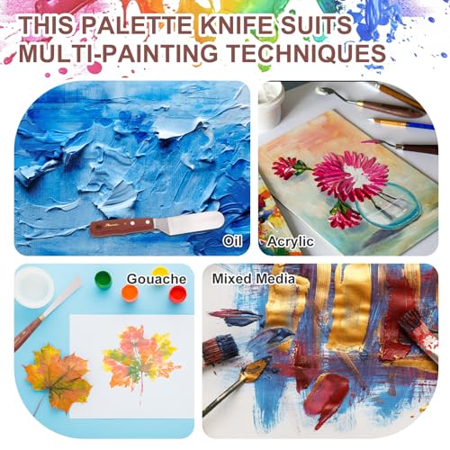 MECCANIXITY Pack of 2 Palette Knife No.20, 7.5" Long with Stainless Steel Flexible Spatula Pallet Knife and Wood Handle for Scraping, Mixing, Oil Acrylic Painting Canvas - style: No.20
