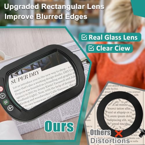IVMAIE 12X Magnifying Glass with Light, Rectangle Real Glass Lens - color: Black, size: 17.8-inch