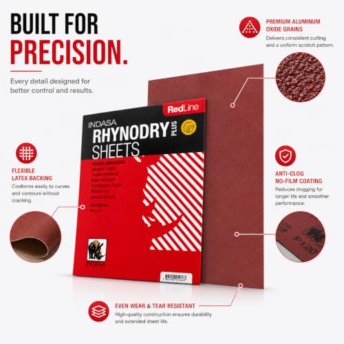 Buy Indasa Red Line Rhynodry Heavy Duty Sanding Sheets, 5 Series (5-1200) - style: 5-1200