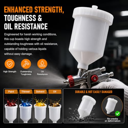 600ml Paint Gun Cup, Mini Paint Spray Gun Cup, Replacement Holder Paint Cups for Gravity Feed Small Sprayers