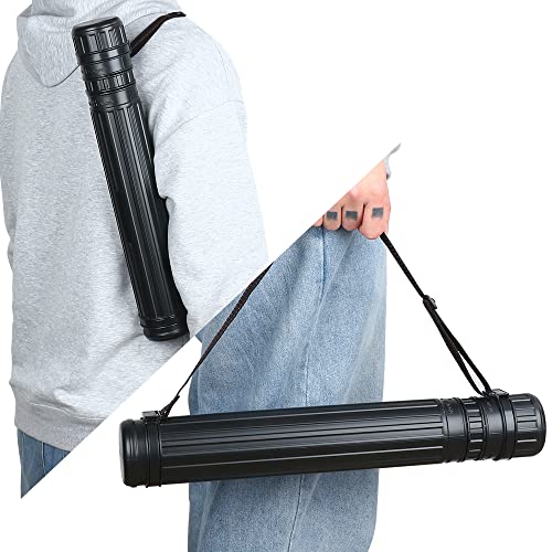 TRANSON Small Poster Tube Storage 17“ to 27” Extendable for Documents Blueprints Artworks Scrolls - color: 1 Pack-Black