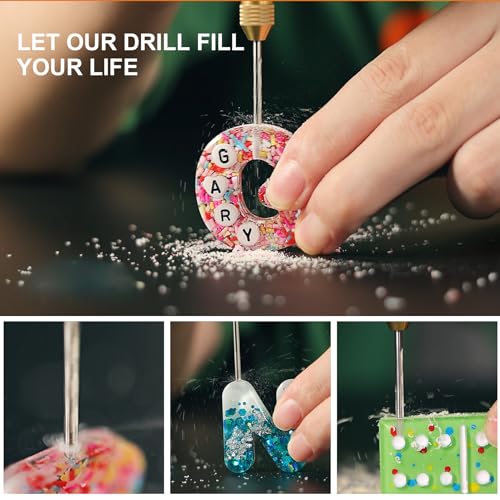 LET'S RESIN 3-Speed Cordless Drill, 10Pcs Electric Resin Jewelry Drill